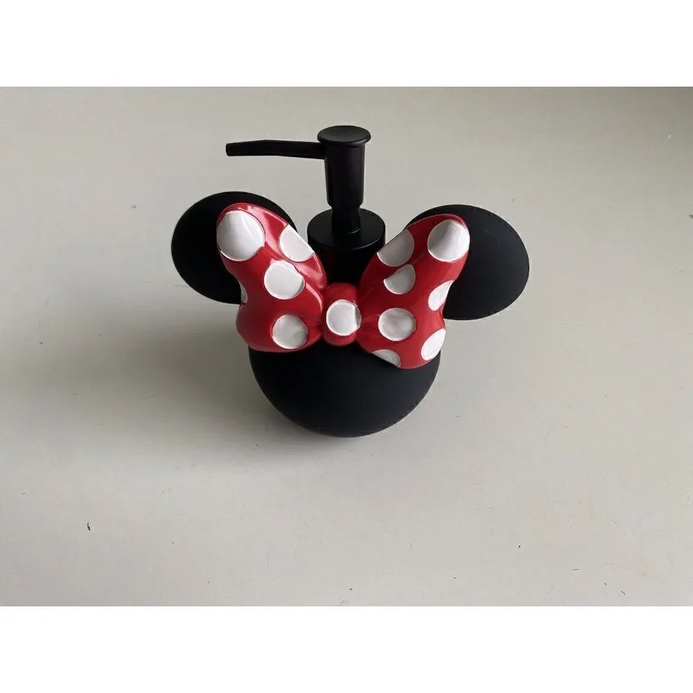 DISNEY Minnie MOUSE SOAP Lotion DISPENSER‎ With PUMP Red Bow Polkadots NEW
